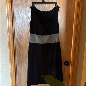 Black Sleeveless Dress with Gray Waist Band